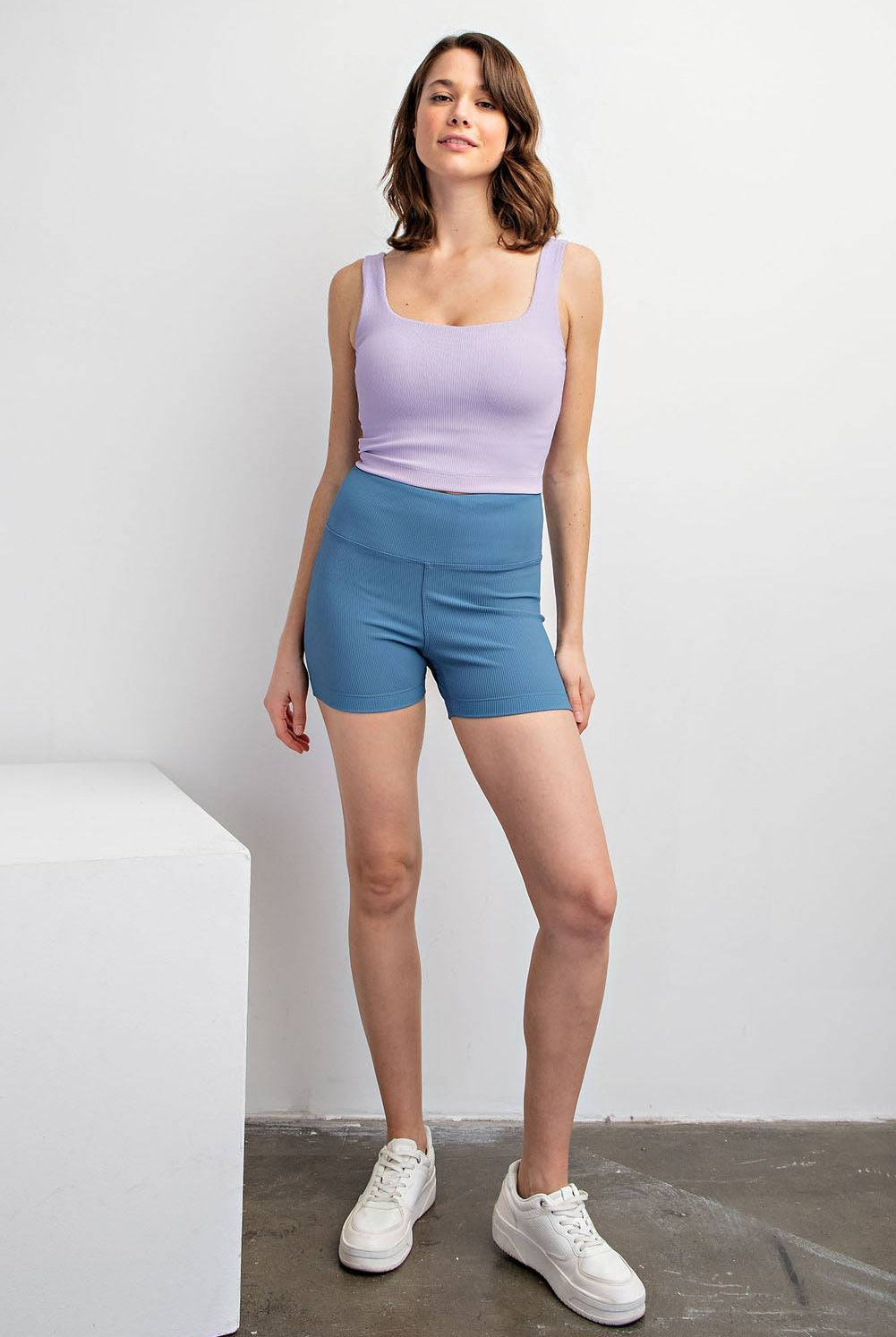 Nylon Rib Square Neck Top - Hype Up