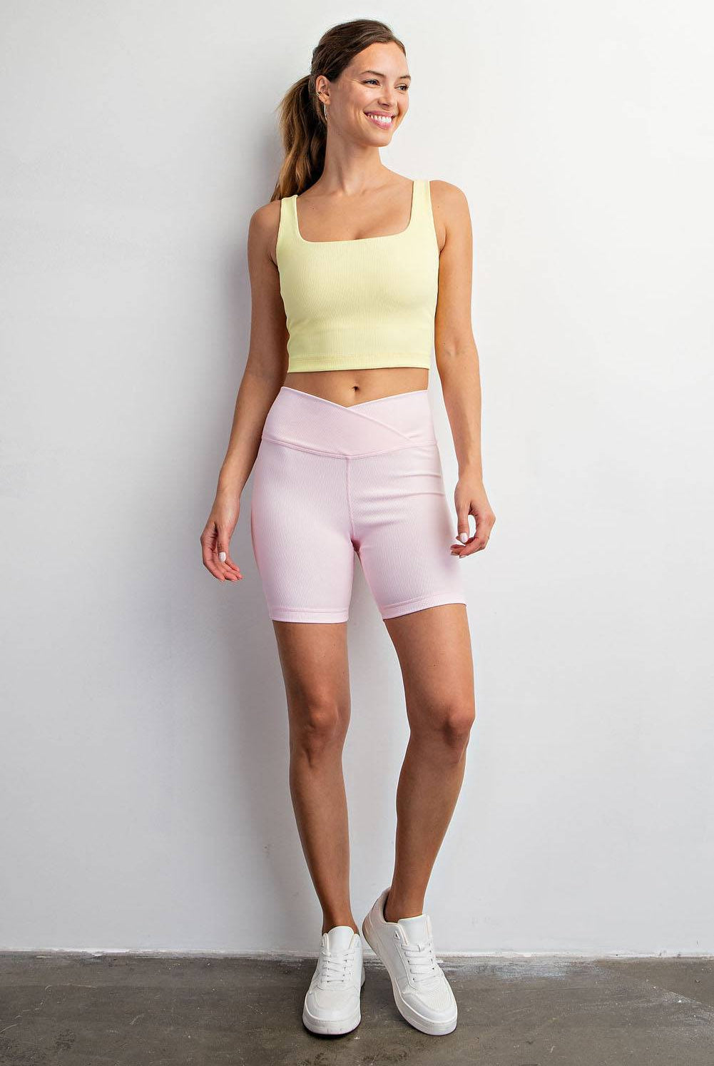 Nylon Rib Square Neck Top - Hype Up