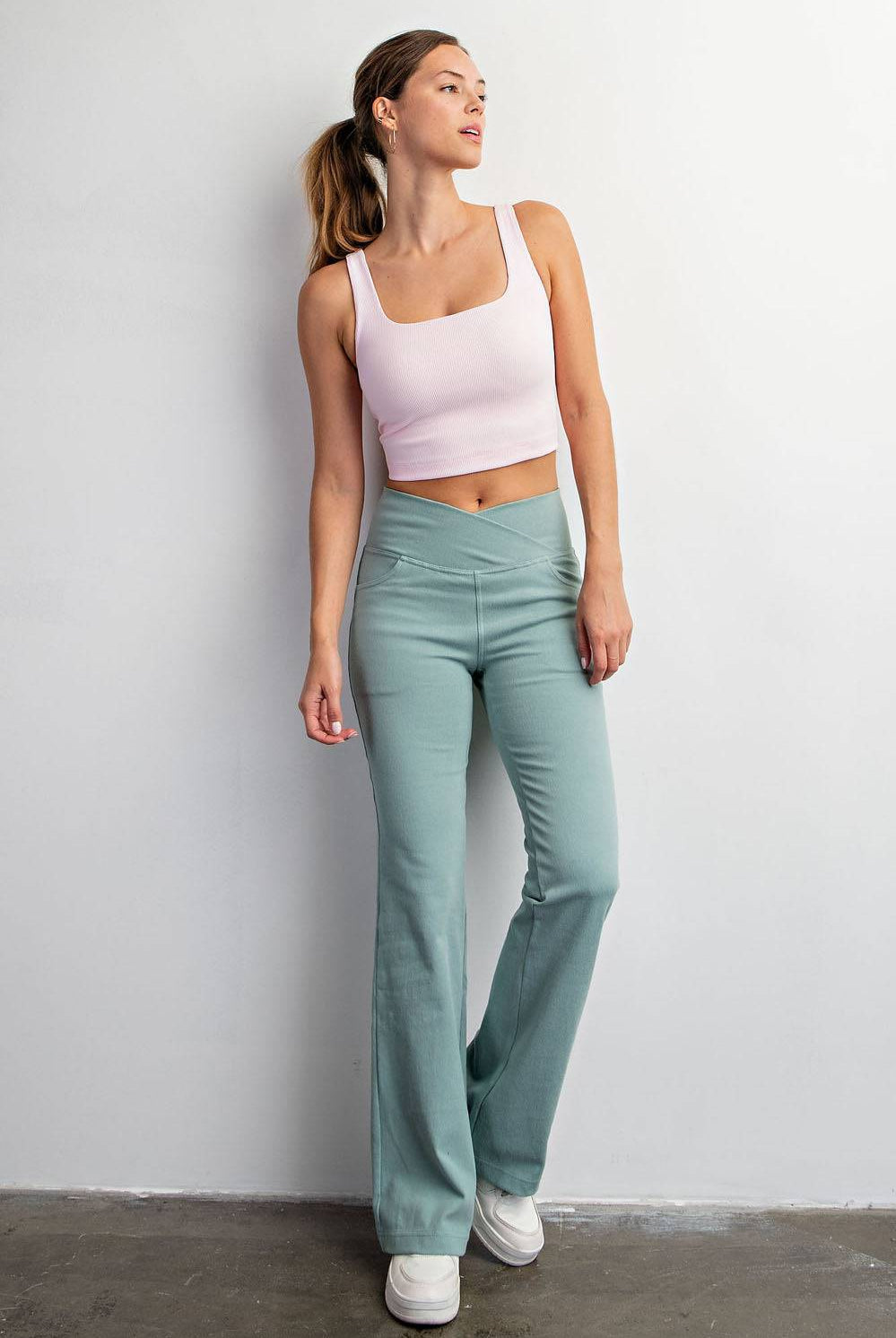 Nylon Rib Square Neck Top - Hype Up