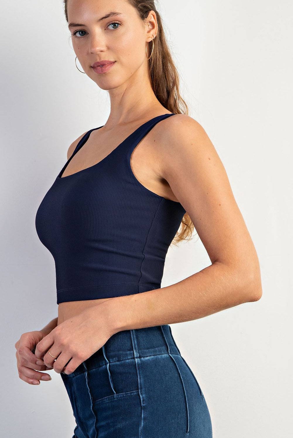 Nylon Rib Square Neck Top - Hype Up