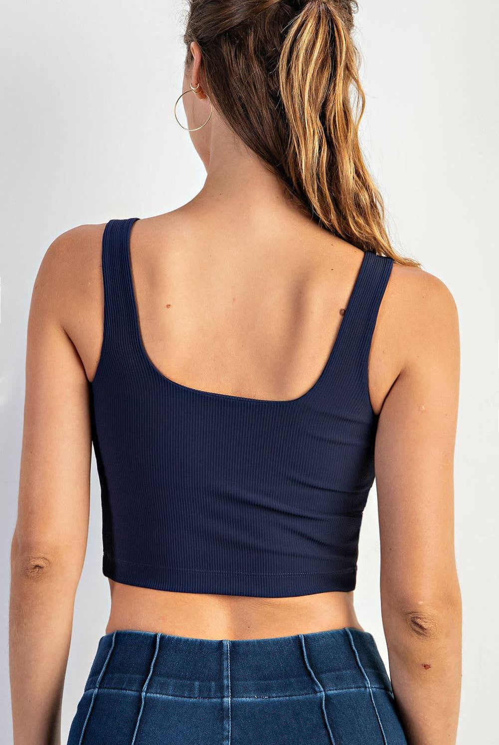 Nylon Rib Square Neck Top - Hype Up
