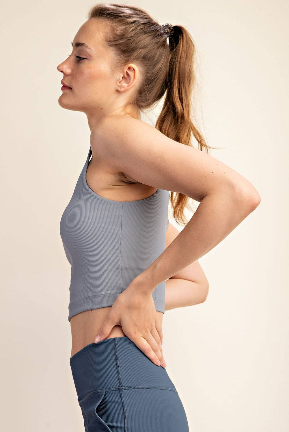 Nylon Rib Square Neck Top - Hype Up