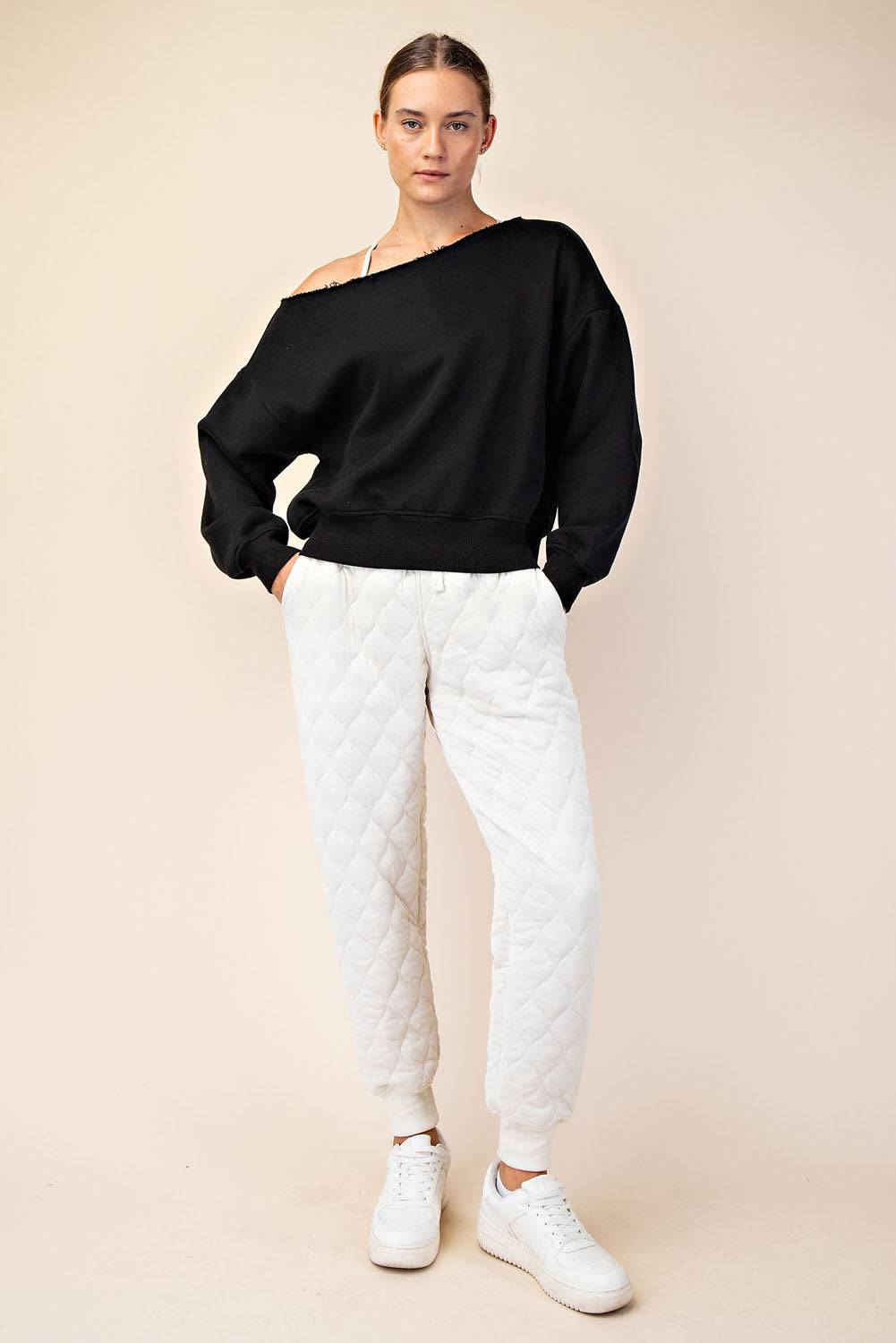 Off Shoulder Sweatshirt - Hype Up