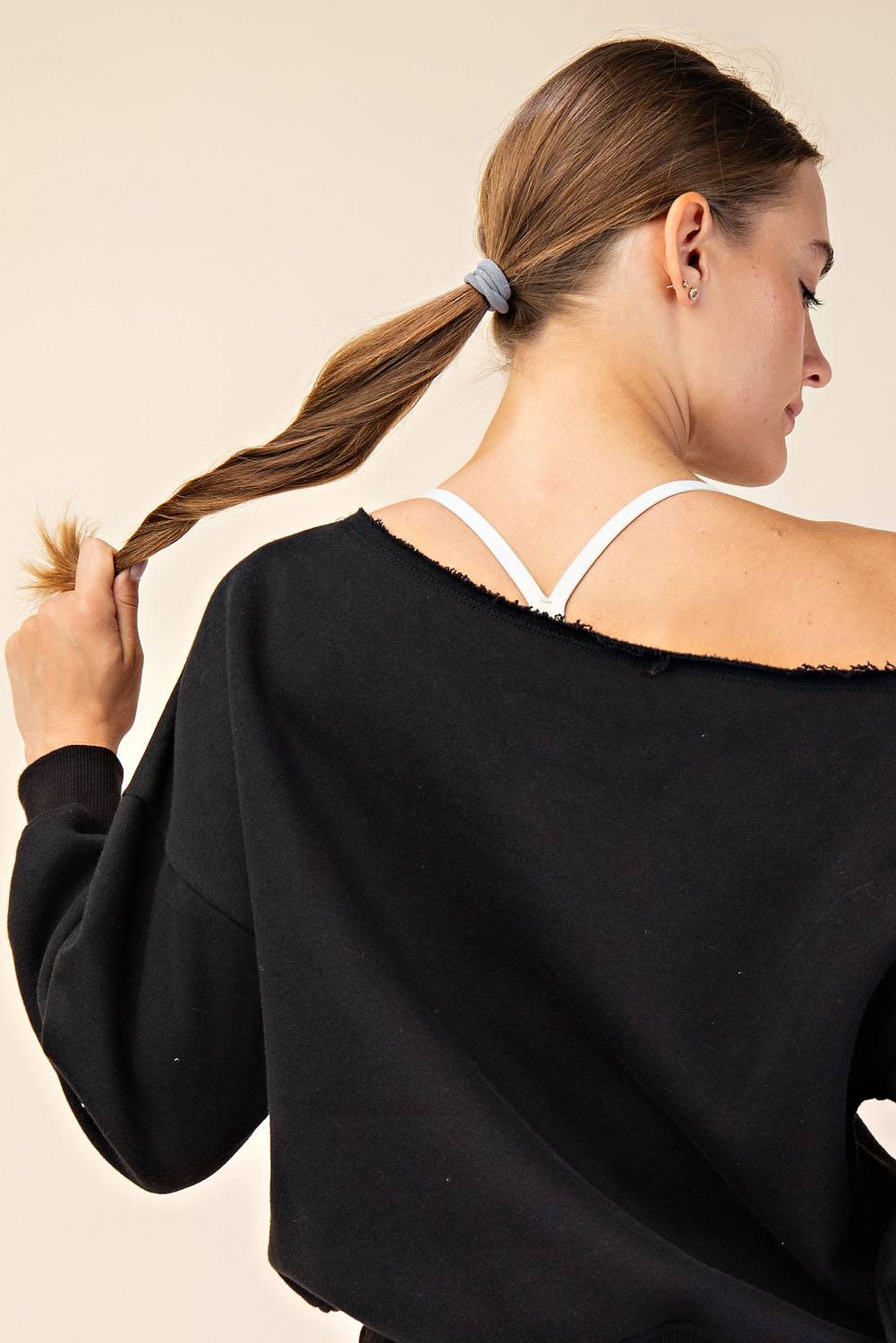 Off Shoulder Sweatshirt - Hype Up