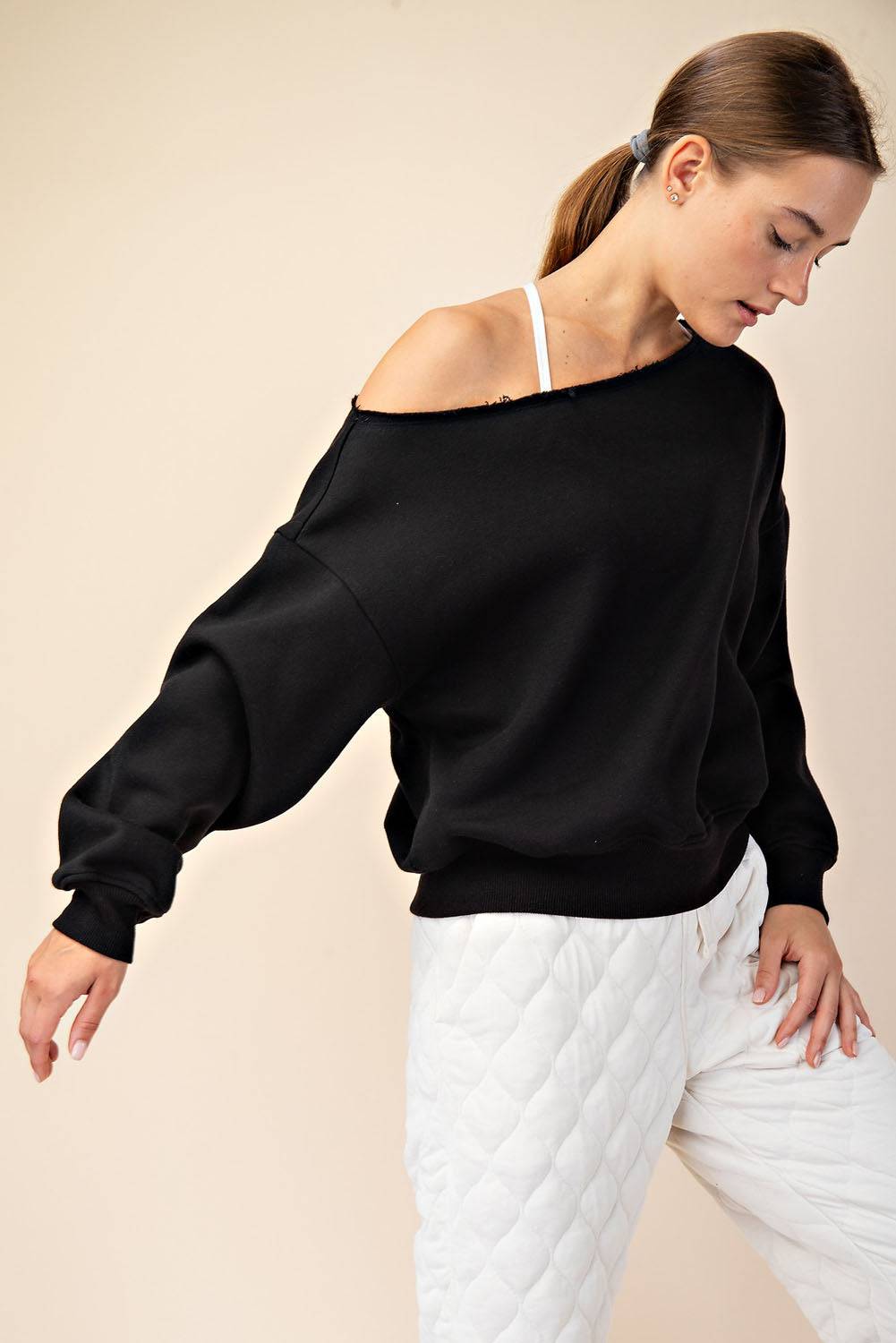 Off Shoulder Sweatshirt - Hype Up