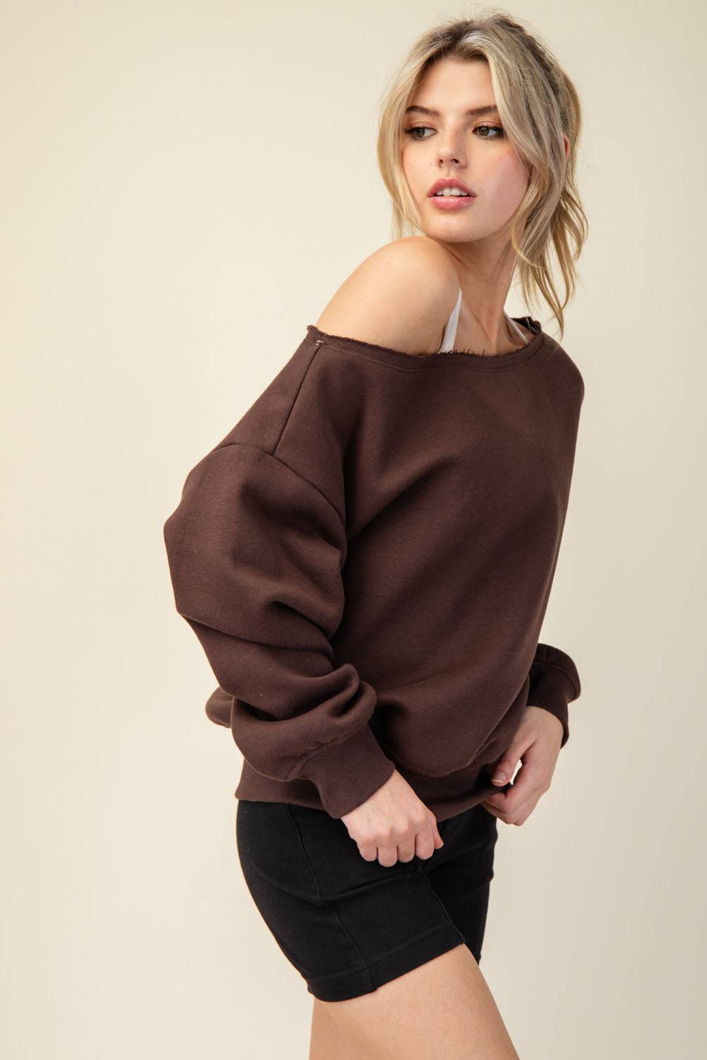 Off Shoulder Sweatshirt - Hype Up