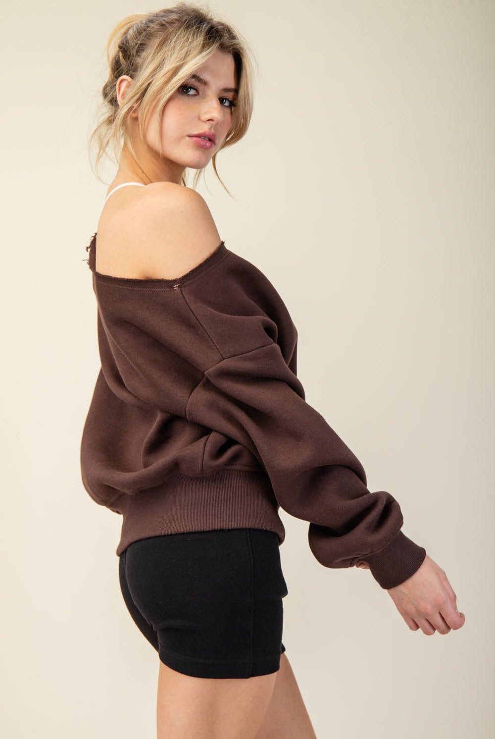 Off Shoulder Sweatshirt - Hype Up