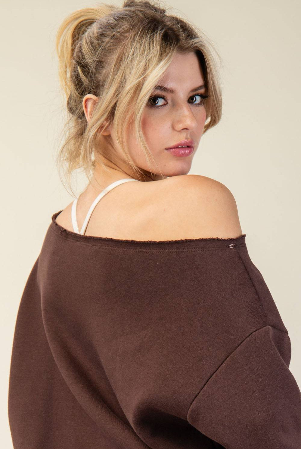 Off Shoulder Sweatshirt - Hype Up