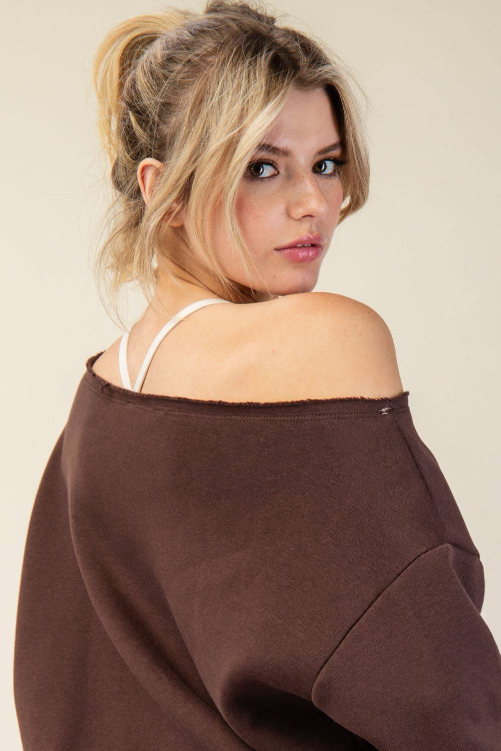 Off Shoulder Sweatshirt - Hype Up