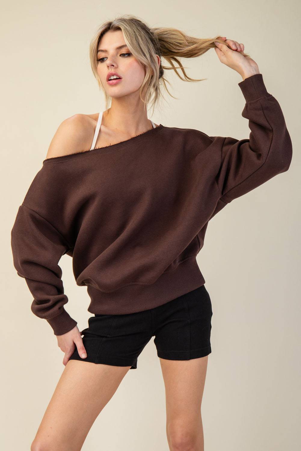 Off Shoulder Sweatshirt - Hype Up