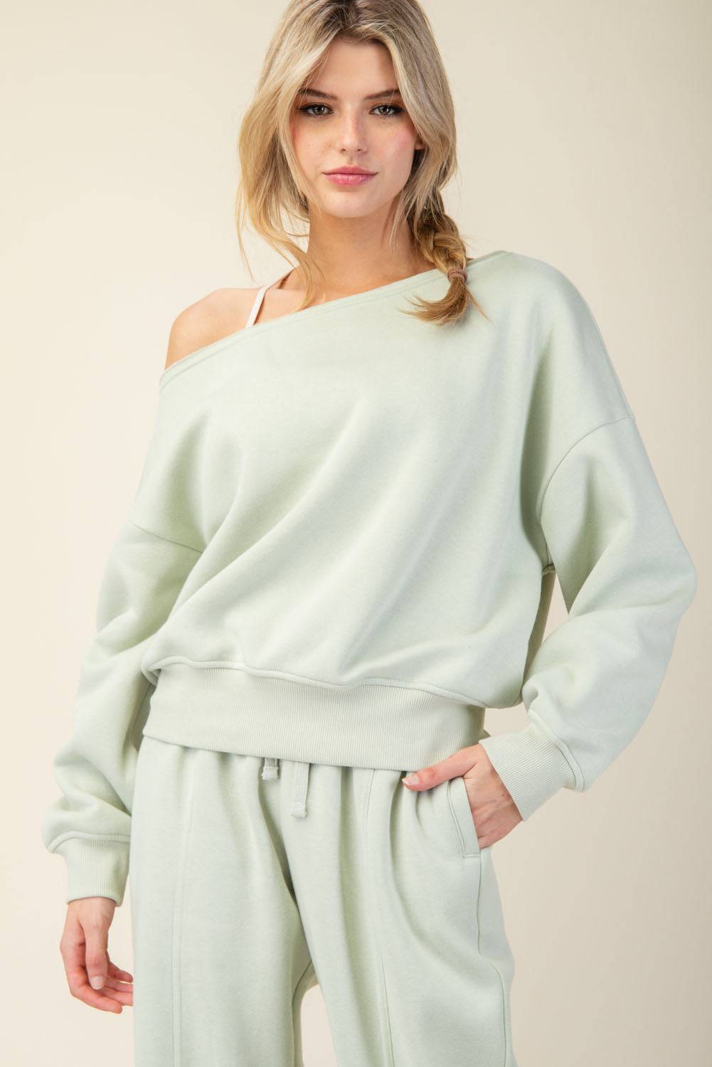 Off Shoulder Sweatshirt - Hype Up