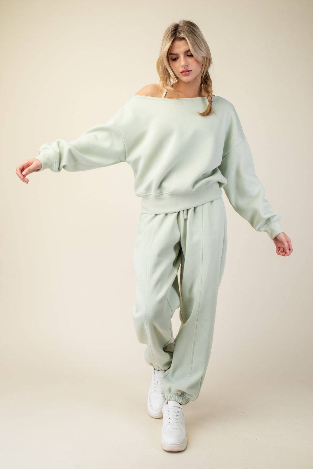 Off Shoulder Sweatshirt - Hype Up