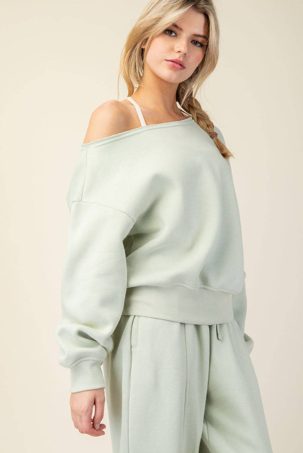 Off Shoulder Sweatshirt - Hype Up
