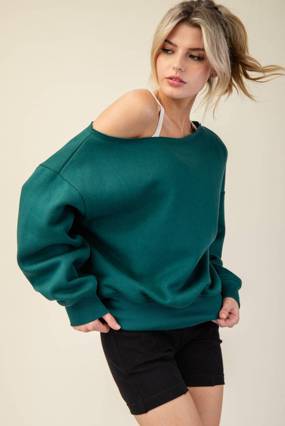 Off Shoulder Sweatshirt - Hype Up