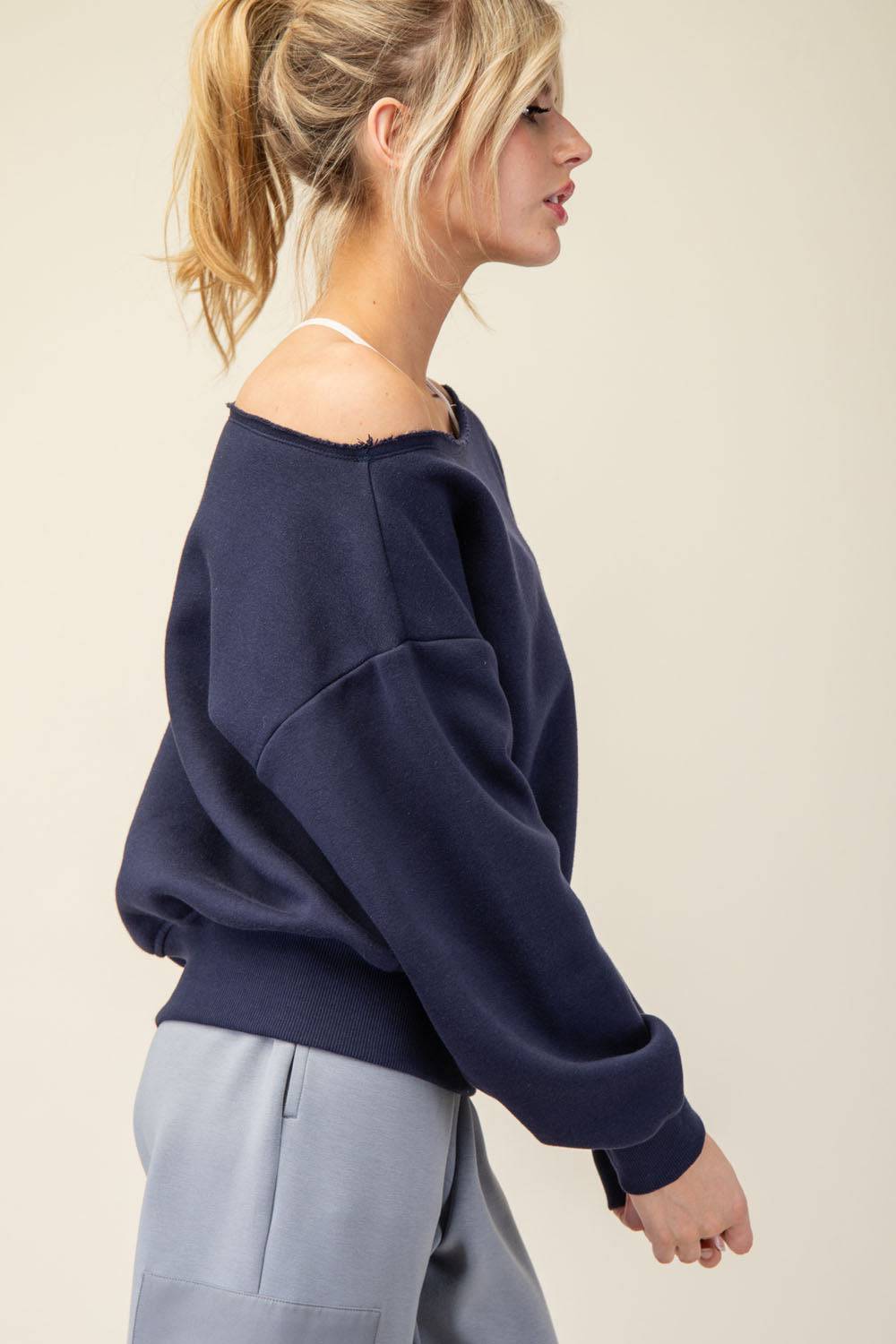 Off Shoulder Sweatshirt - Hype Up