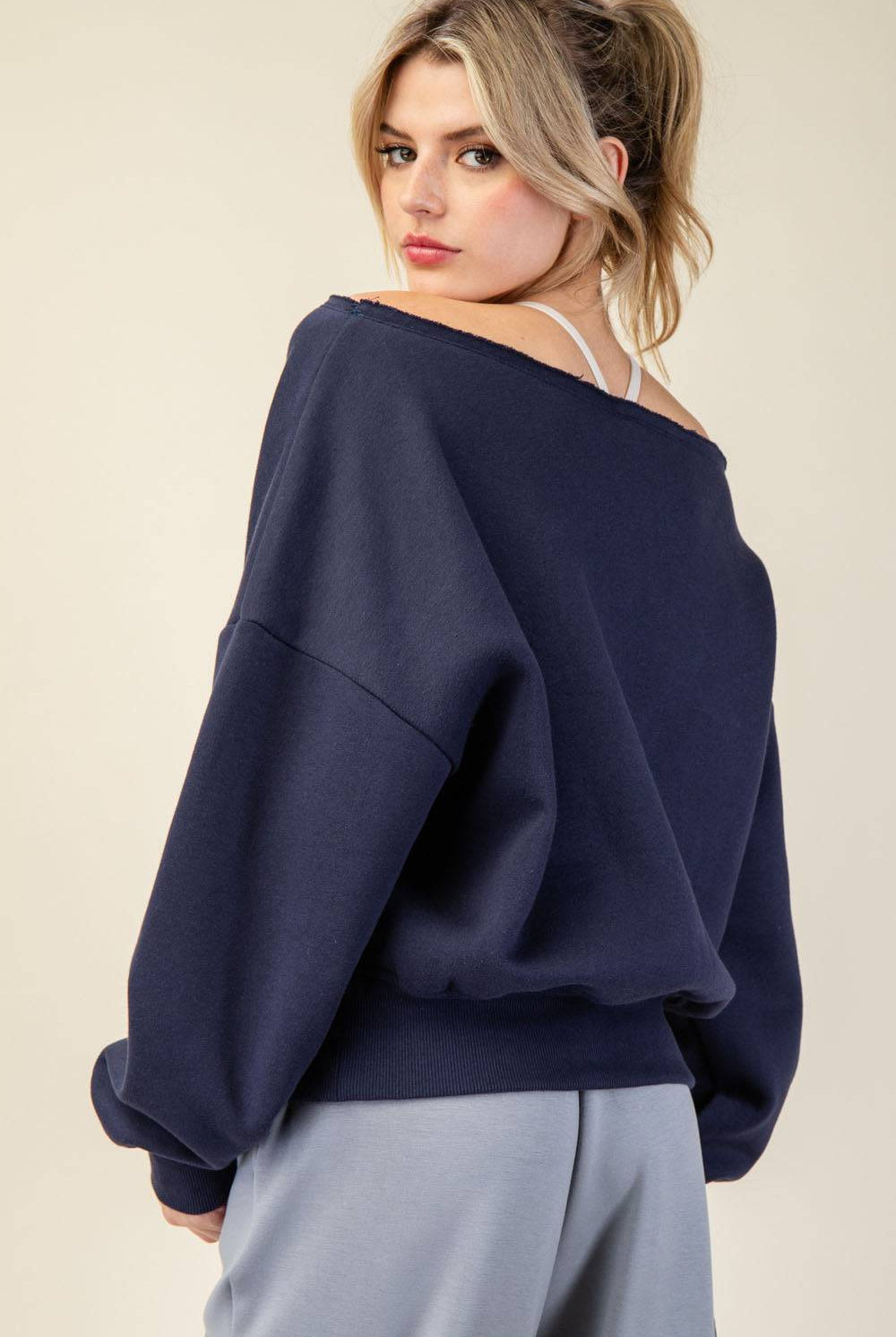 Off Shoulder Sweatshirt - Hype Up