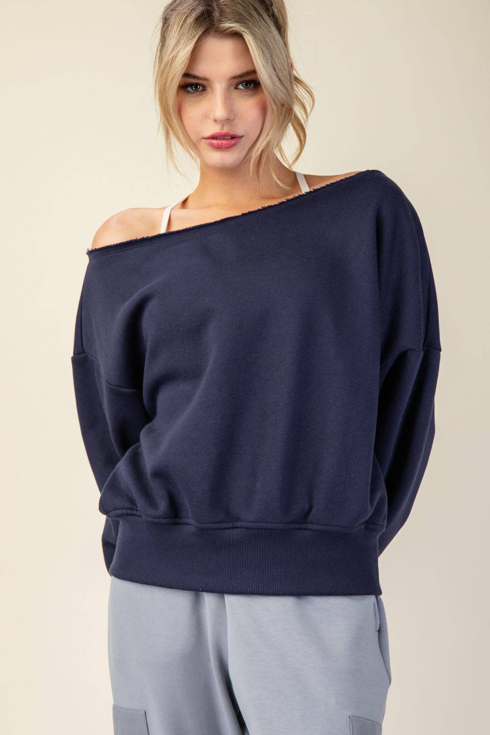 Off Shoulder Sweatshirt - Hype Up