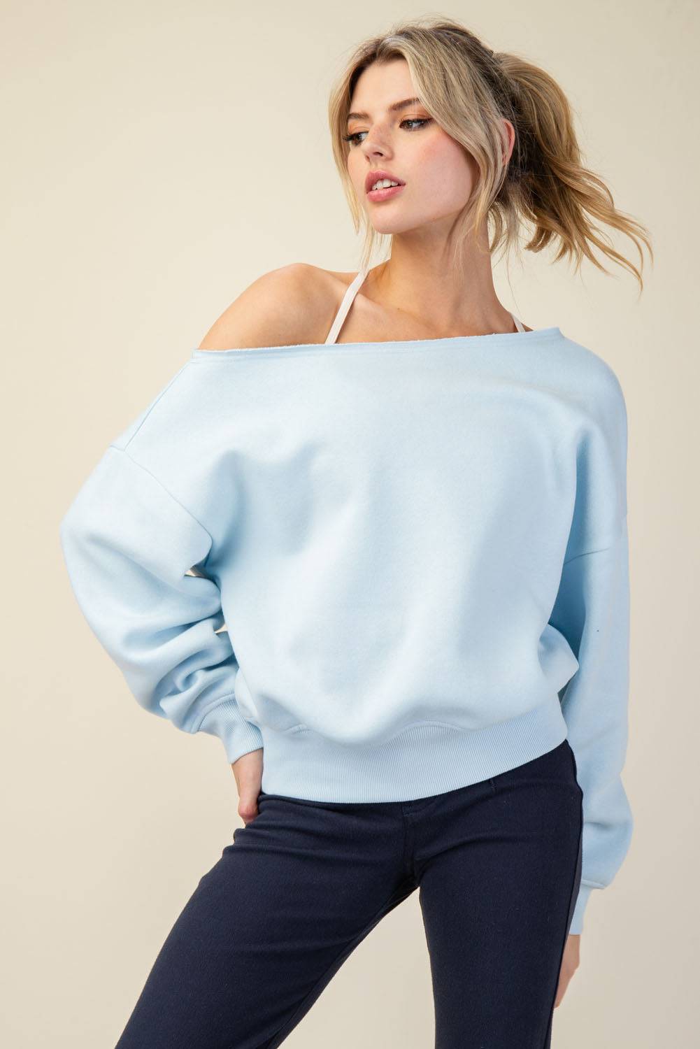 Off Shoulder Sweatshirt - Hype Up