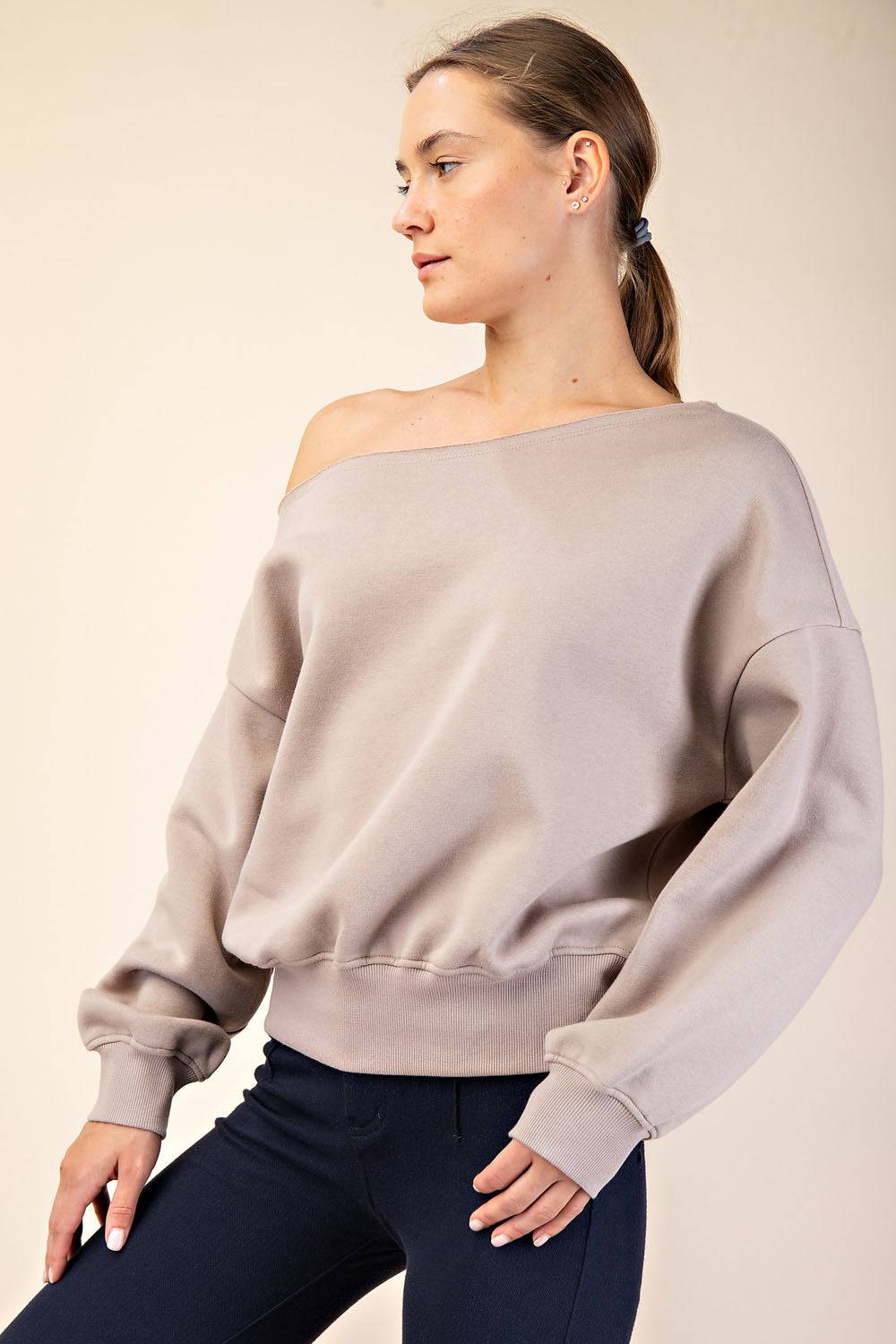 Off Shoulder Sweatshirt - Hype Up