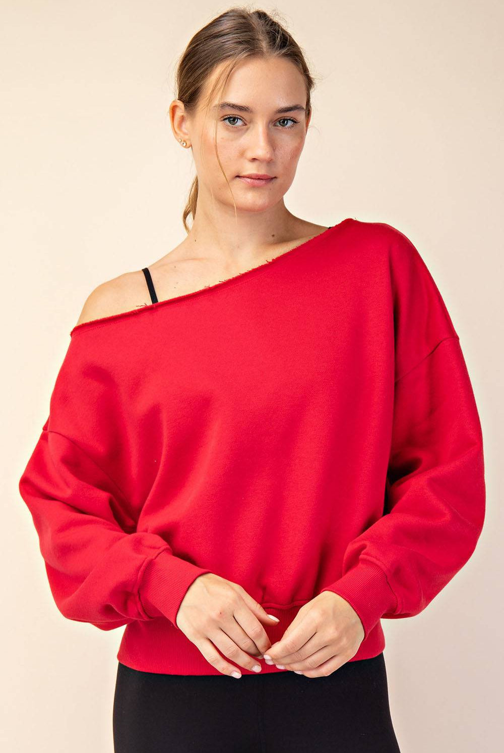 Off Shoulder Sweatshirt - Hype Up