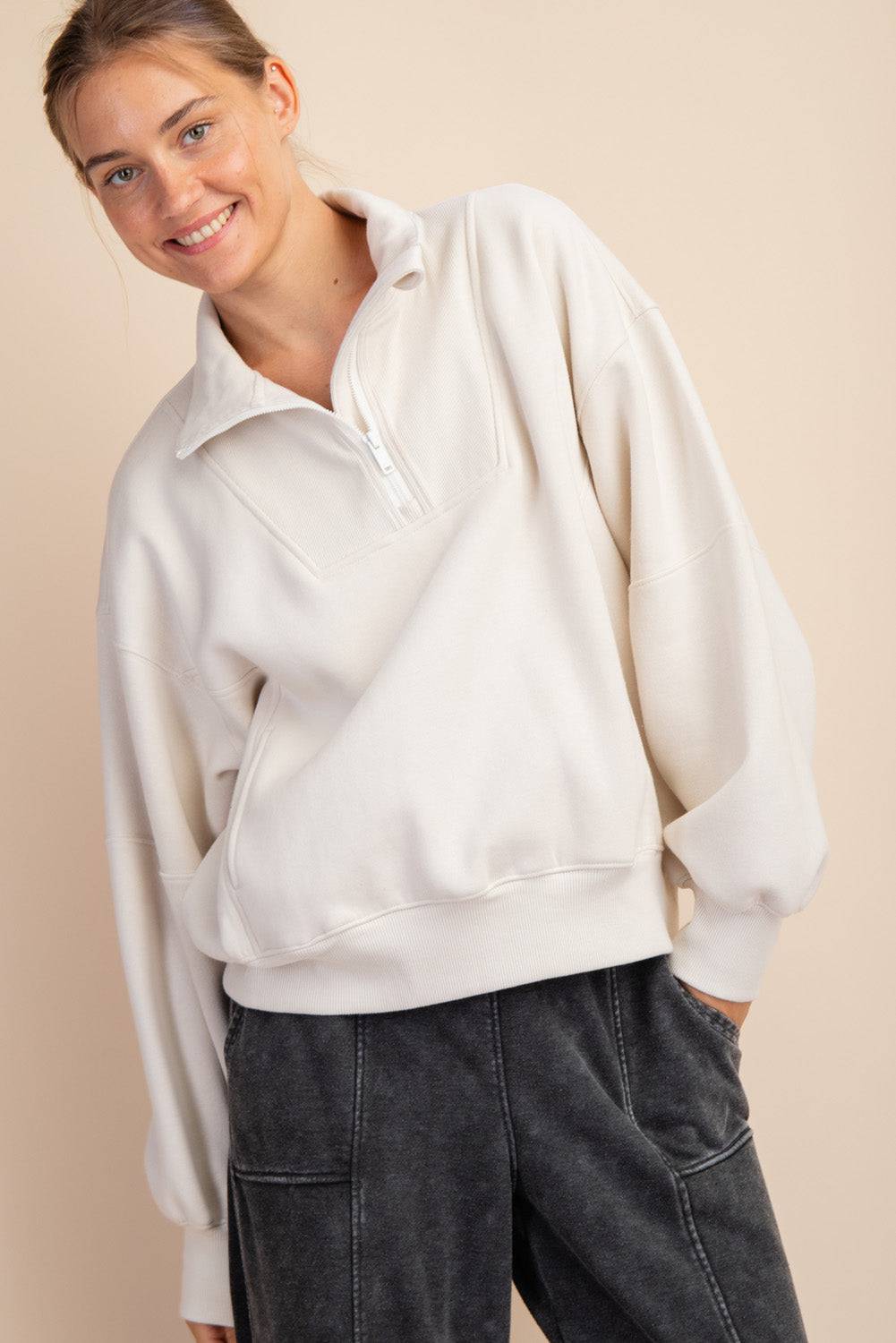 Fleece Quarter Zip Top - Hype Up