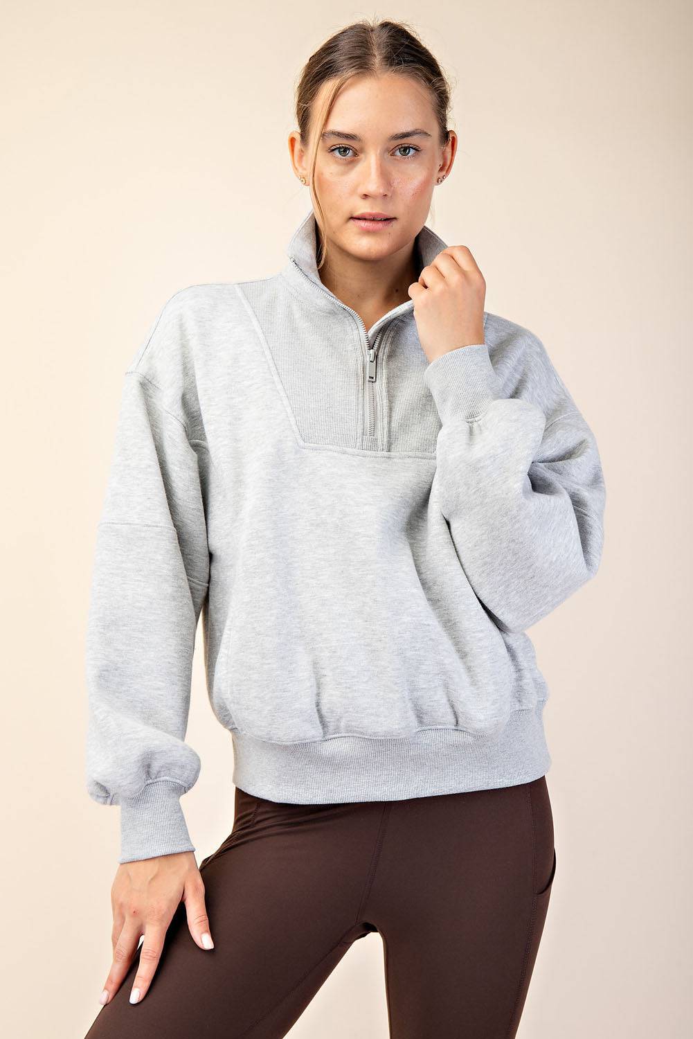 Fleece Quarter Zip Top - Hype Up