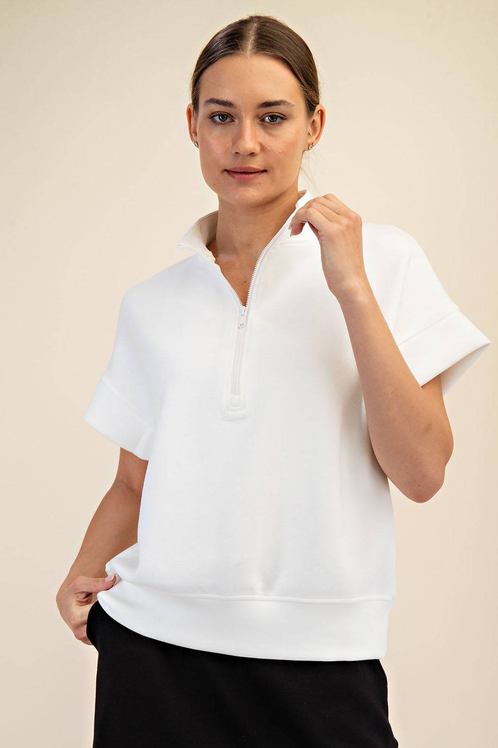 Modal Scuba Quarter Mock Neck Zip Top - Hype Up