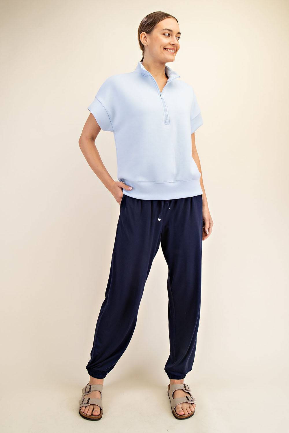 Modal Scuba Quarter Mock Neck Zip Top - Hype Up