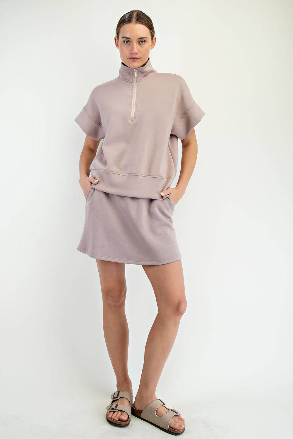 Modal Scuba Quarter Mock Neck Zip Top - Hype Up