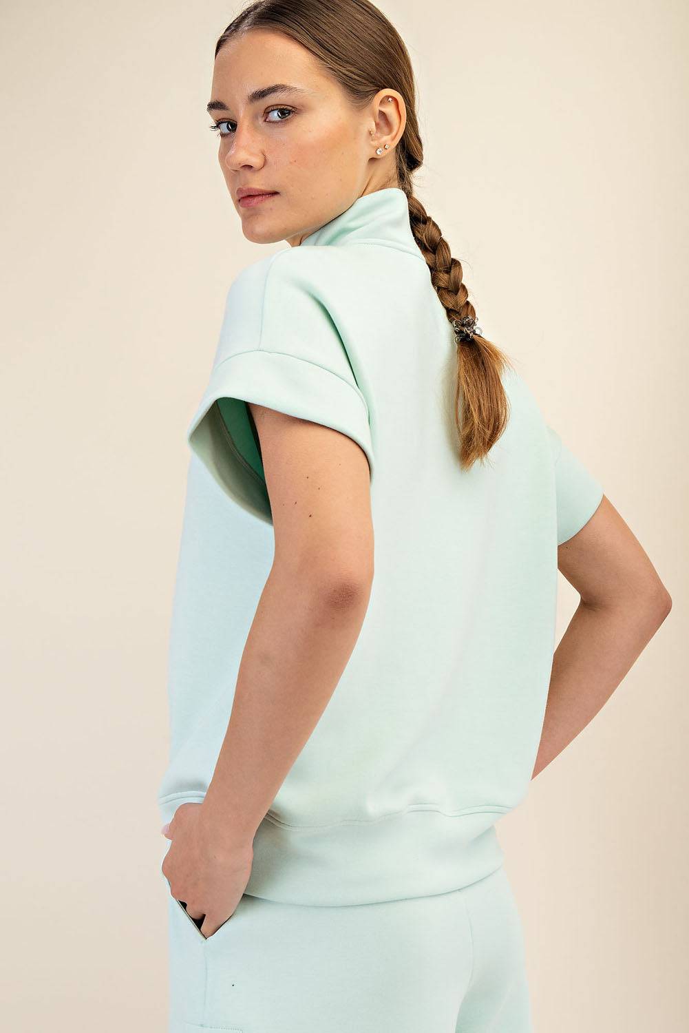 Modal Scuba Quarter Mock Neck Zip Top - Hype Up