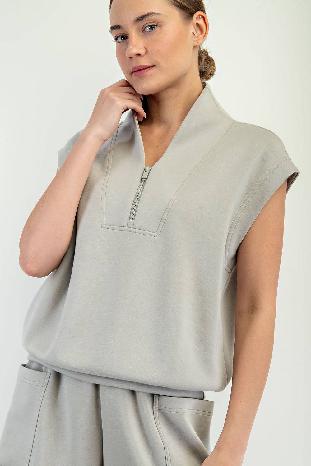 Modal Scuba V-neck Top - Hype Up