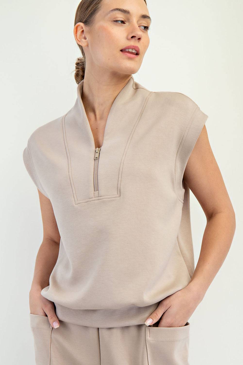 Modal Scuba V-neck Top - Hype Up