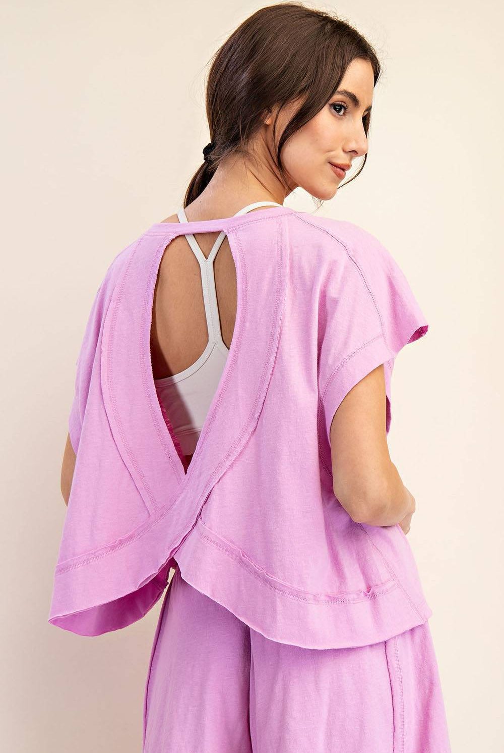 Cotton Slub Open Back Top - Hype Up