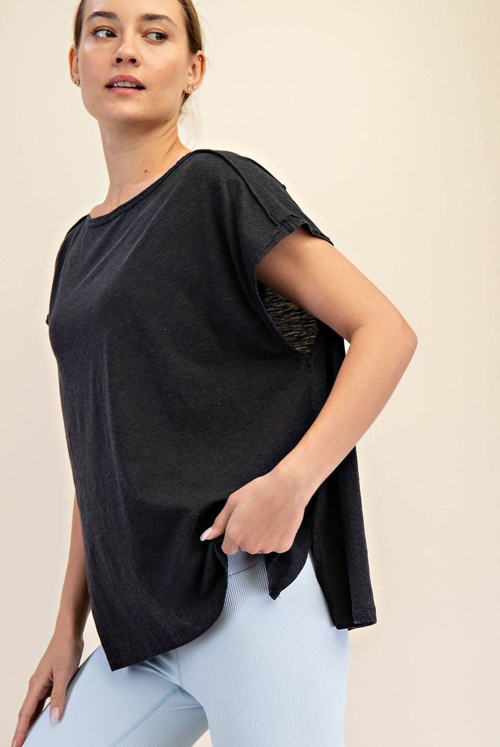 CVC Slub Oversized Short Sleeve Top - Hype Up