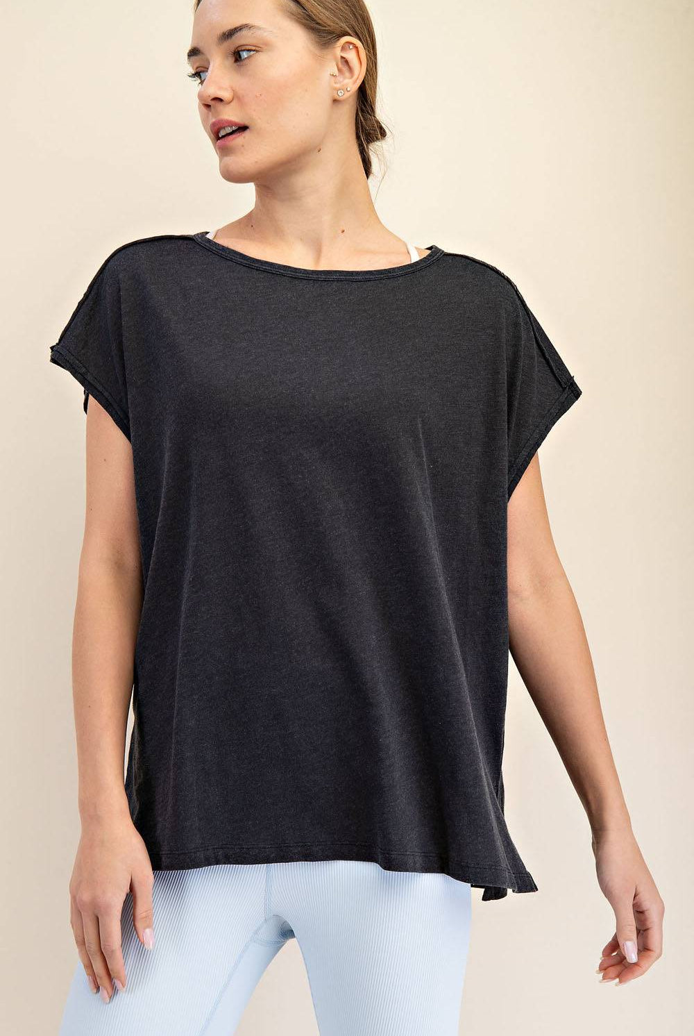 CVC Slub Oversized Short Sleeve Top - Hype Up