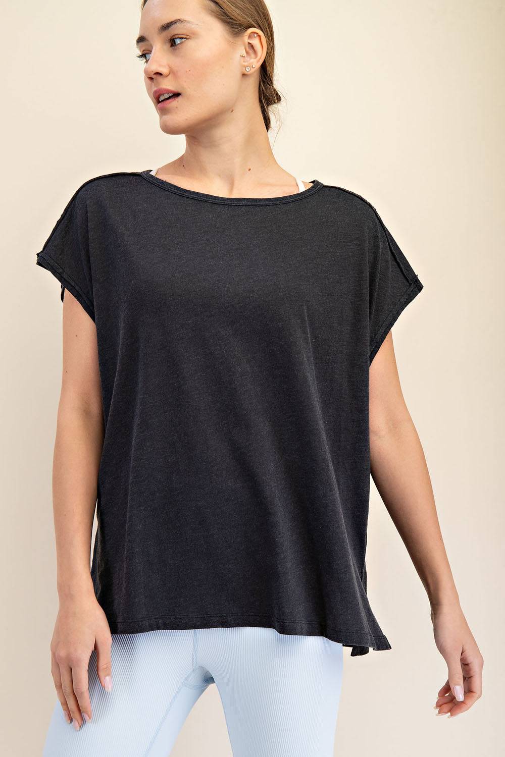 CVC Slub Oversized Short Sleeve Top - Hype Up