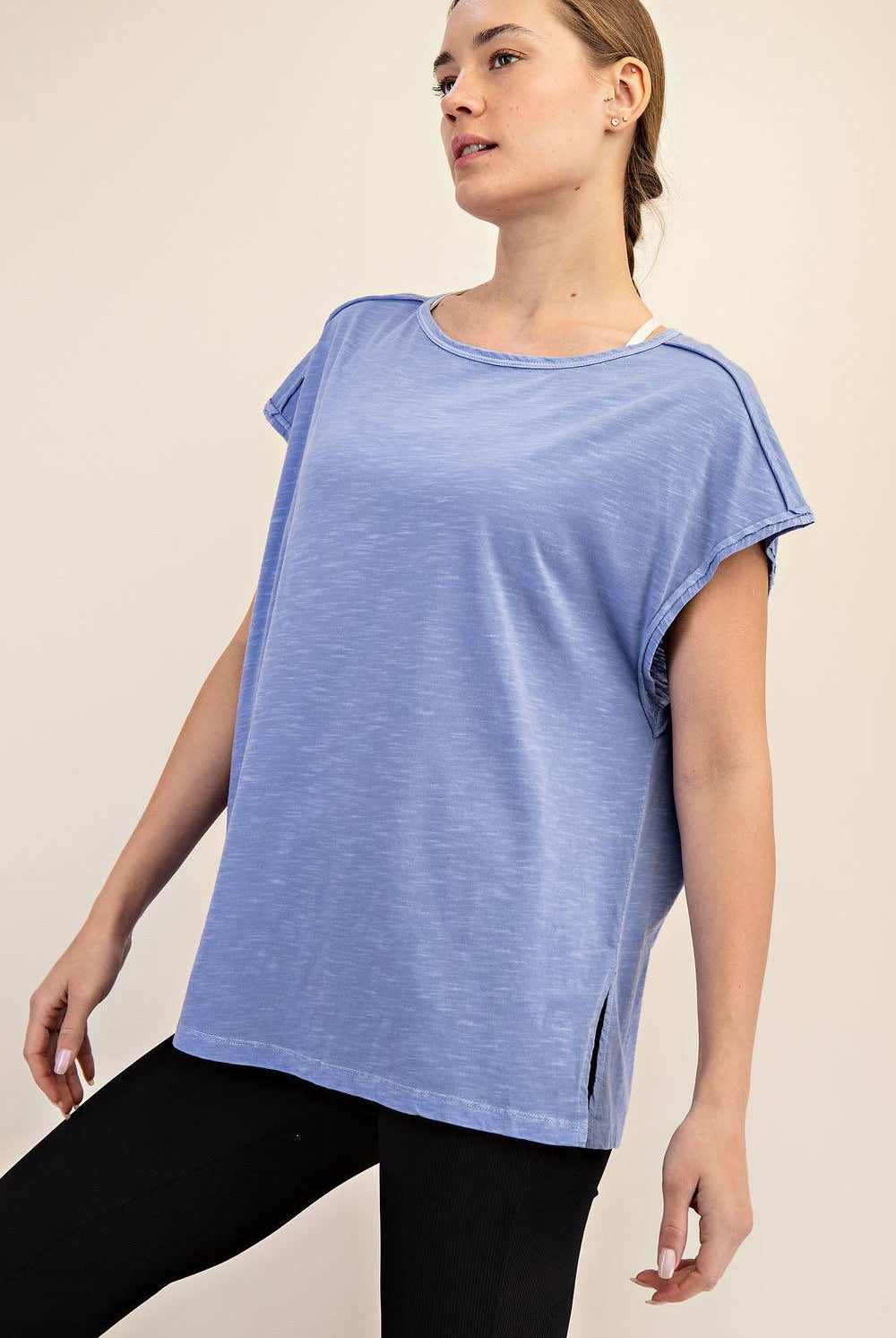 CVC Slub Oversized Short Sleeve Top - Hype Up