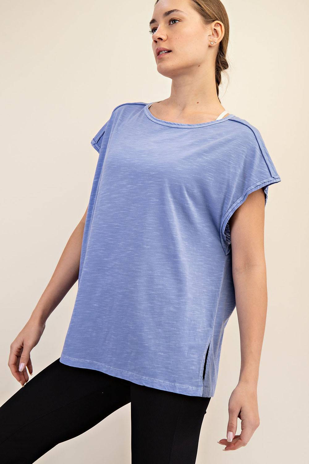 CVC Slub Oversized Short Sleeve Top - Hype Up