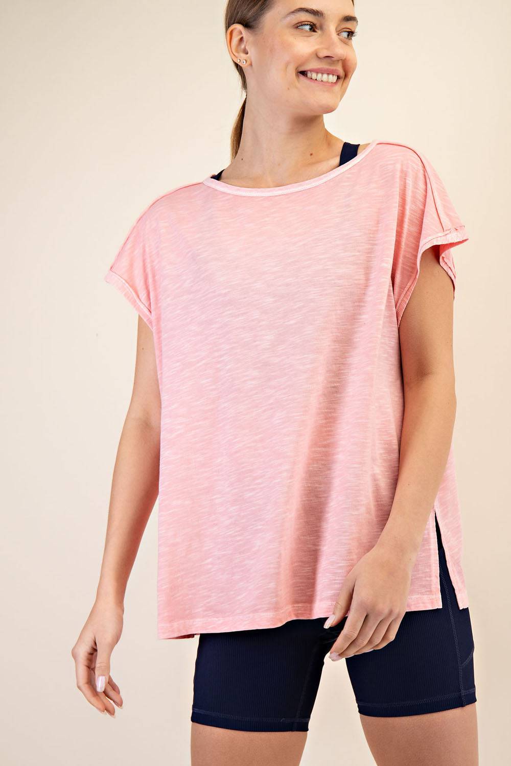 CVC Slub Oversized Short Sleeve Top - Hype Up