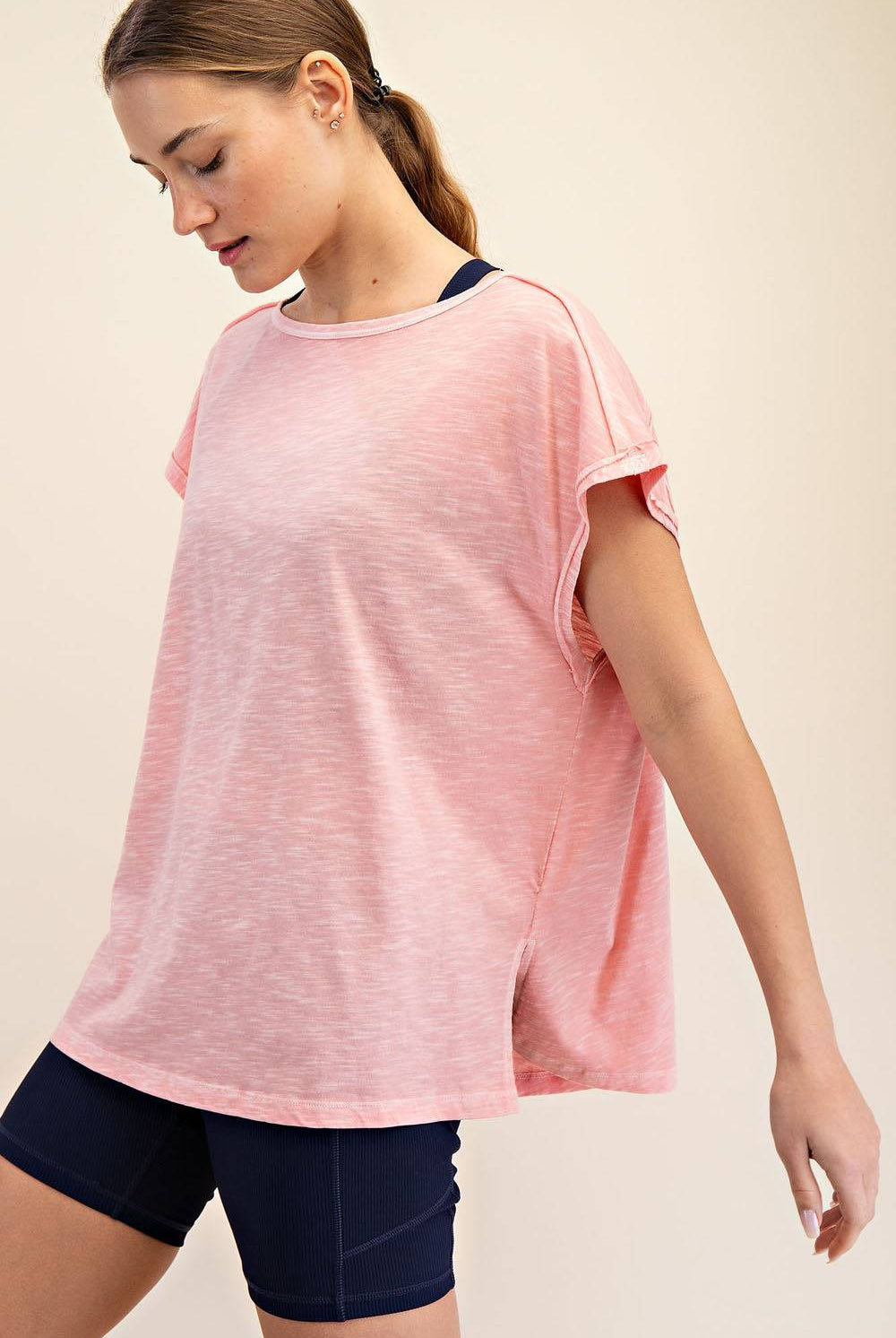 CVC Slub Oversized Short Sleeve Top - Hype Up