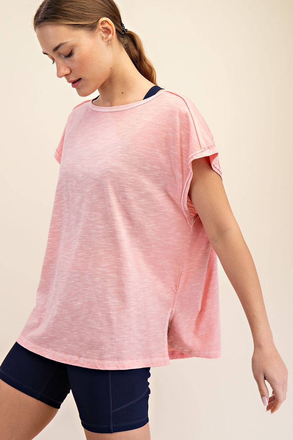 CVC Slub Oversized Short Sleeve Top - Hype Up