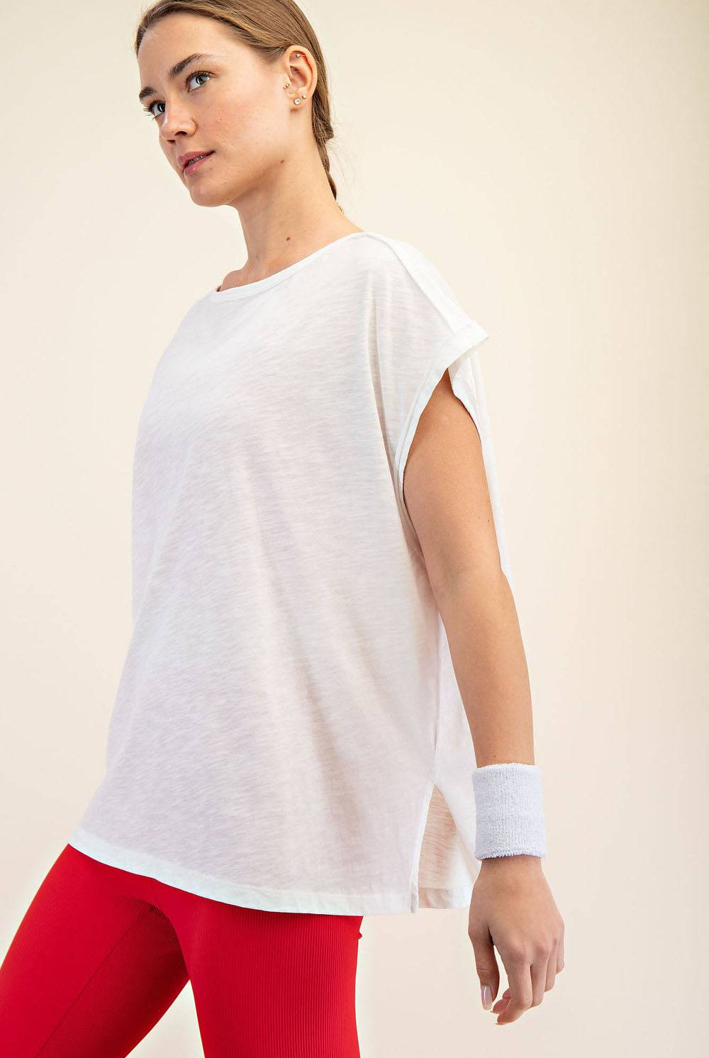 CVC Slub Oversized Short Sleeve Top - Hype Up