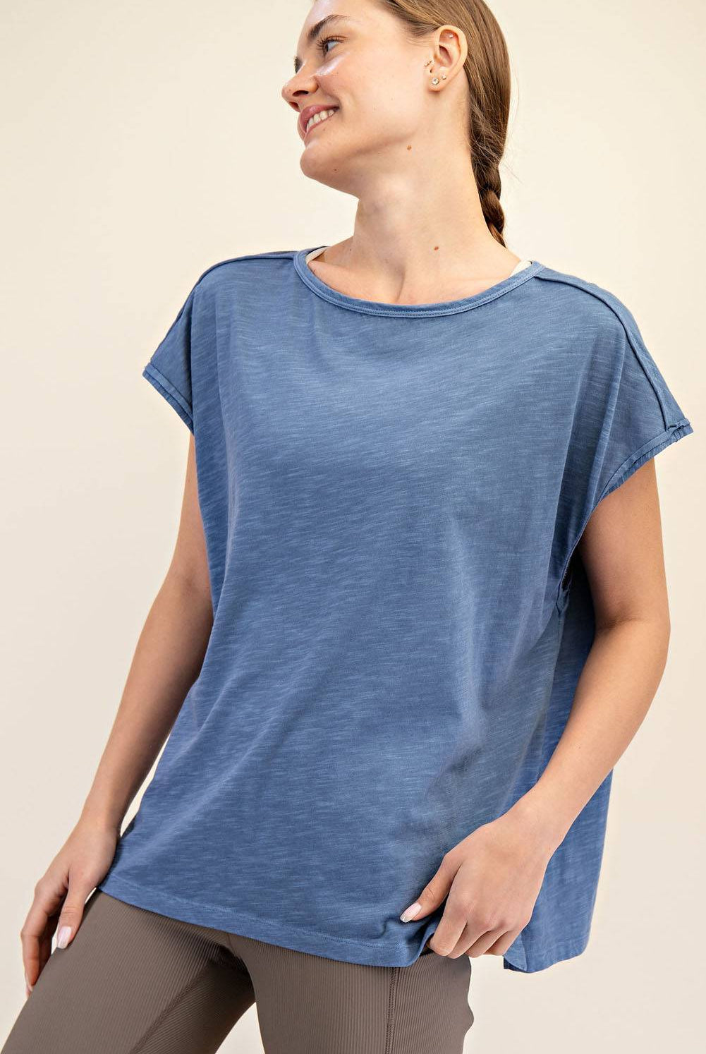 CVC Slub Oversized Short Sleeve Top - Hype Up