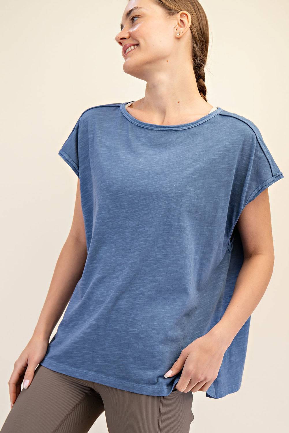 CVC Slub Oversized Short Sleeve Top - Hype Up