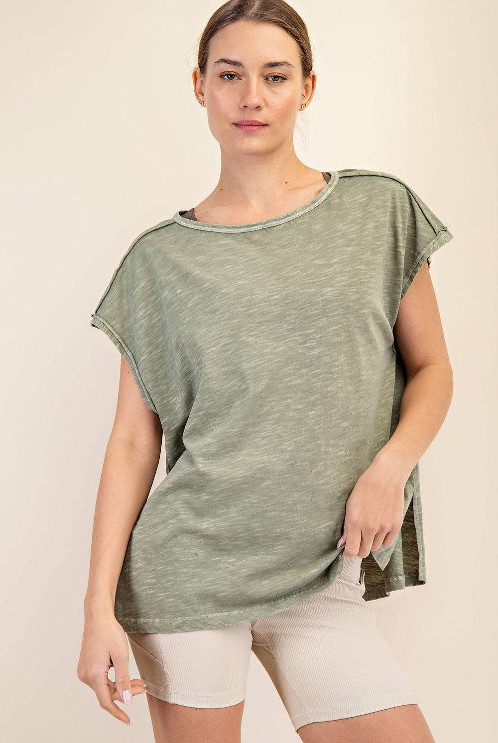 CVC Slub Oversized Short Sleeve Top - Hype Up