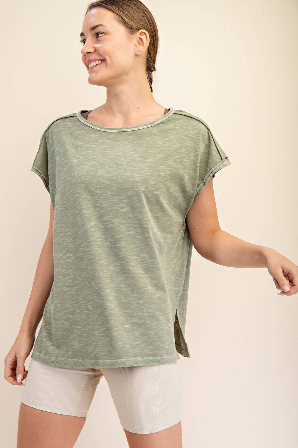 CVC Slub Oversized Short Sleeve Top - Hype Up