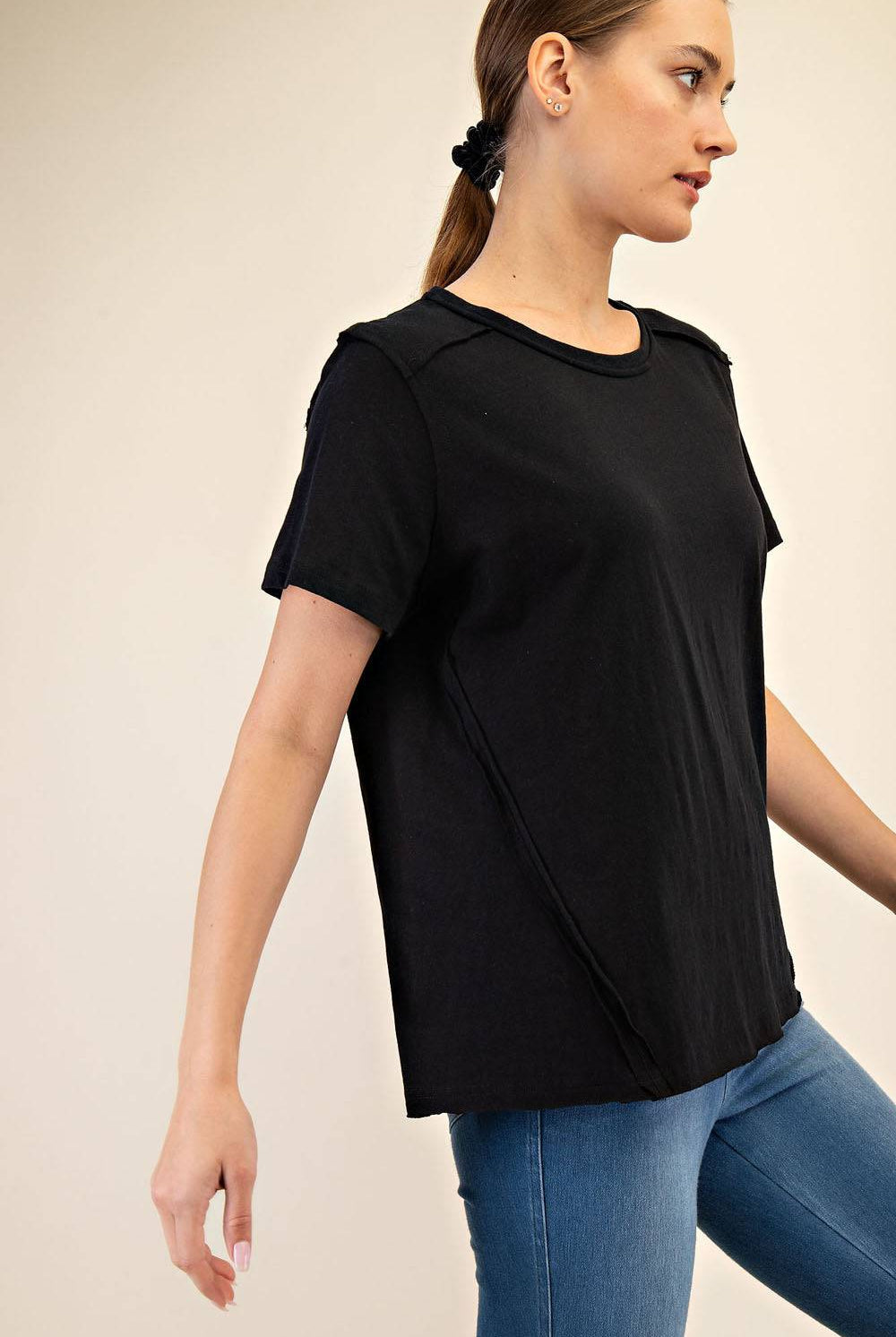 Cotton Slub Shot Sleeve Top - Hype Up