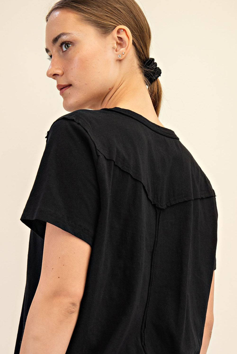 Cotton Slub Shot Sleeve Top - Hype Up