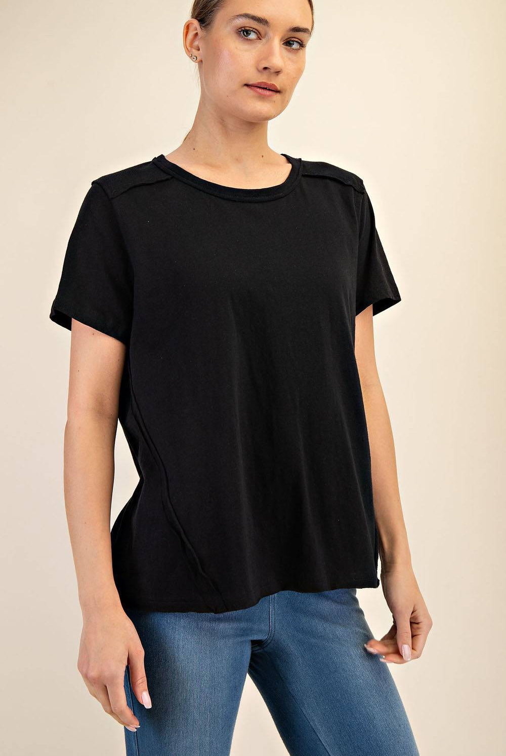 Cotton Slub Shot Sleeve Top - Hype Up