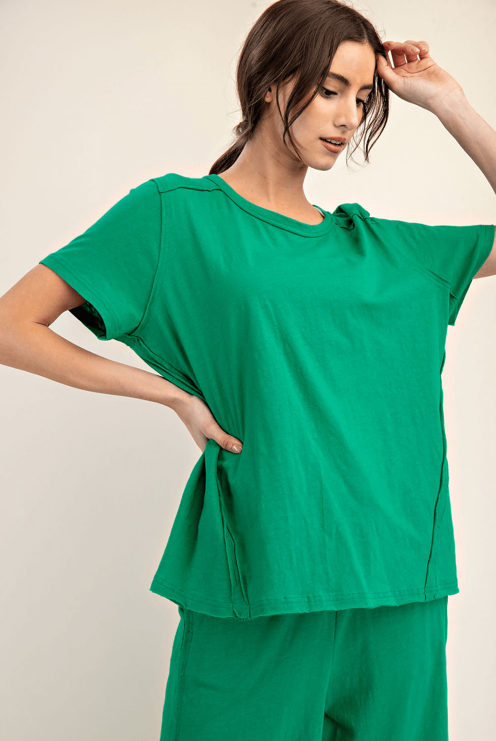 Cotton Slub Shot Sleeve Top - Hype Up